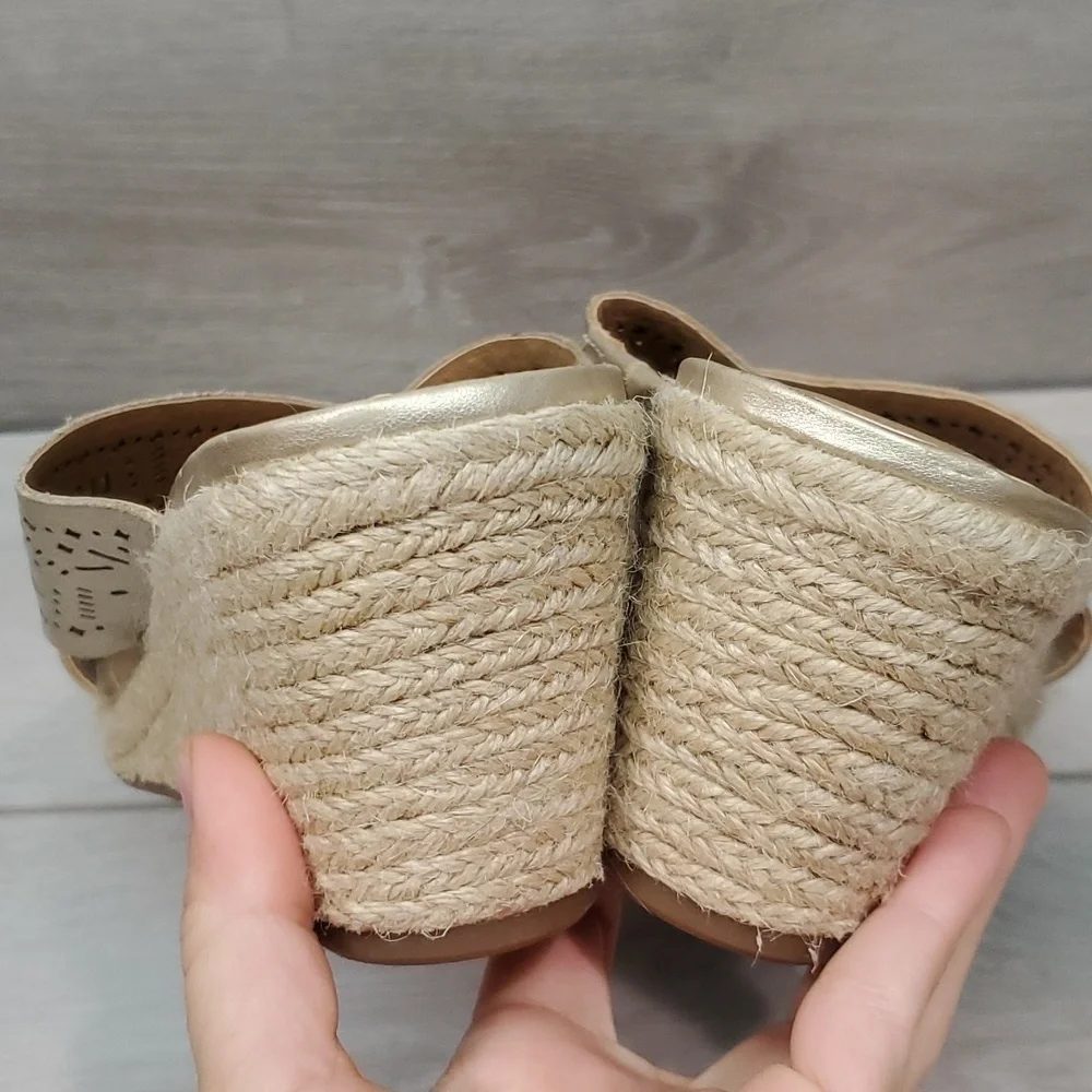NEW Lucky Brand Womens Keela Leather Sandals Wedge Shoes sz 10M